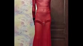 Sissy Crossdresser Posing In Transparent Dress XVIDEOS