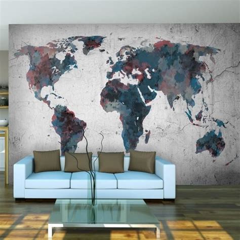 Papier Peint Carte Du Monde Superbe De 200x154 World Map On The Wall