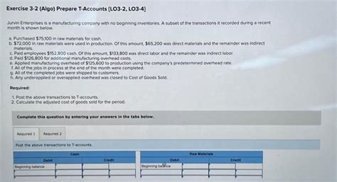 Solved Exercise Algo Prepare T Accounts Lo Lo Chegg