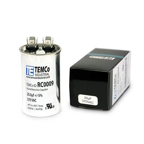 TEMCo 20 Uf MFD 370 VAC Volts Round Run Capacitor 50 60 Hz AC Electric