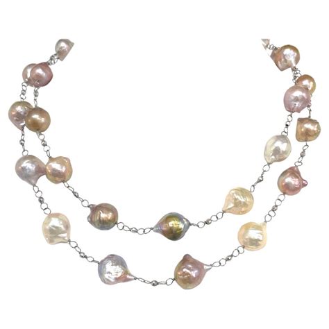 Natural Pink Large Wire Wrapped Freshwater Pearls Paradizia Necklace For Sale At 1stdibs