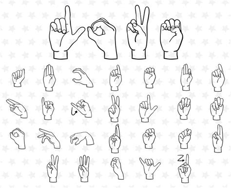 American Sign Language Svg Files Asl Svg Png Files Deaf Font Hand