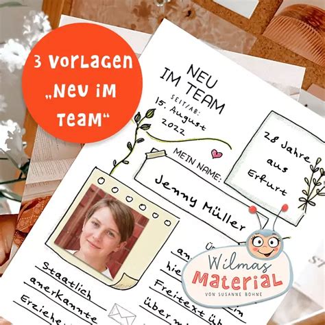 Kreativer Steckbrief Erzieherin Vorlage Wilmas Material Von Wilma