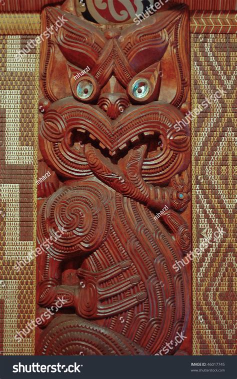 Maori Wall Carvings Marae Meeting House Stock Photo 46017745 Shutterstock