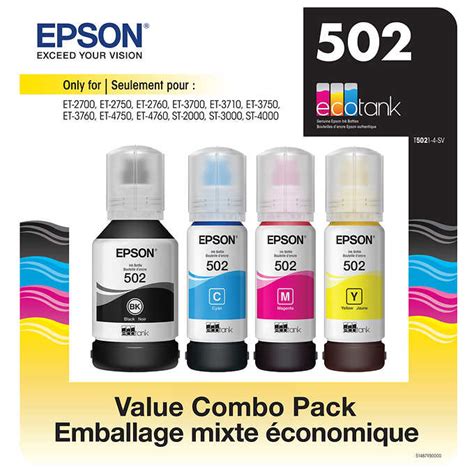 Epson T502 EcoTank Ink Bottles BK/C/Y/M Value Pack - Citywide Shop