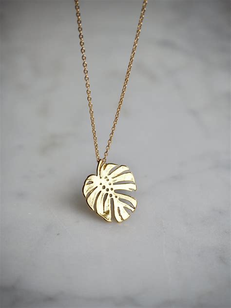 Tropical Gold Leaf Pendant Necklace 14k Gold Filled Necklace Etsy