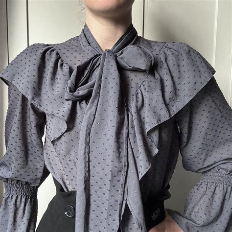 Ruffle Pussy Bow Long Sleeved Blouse Modelled Here Depop