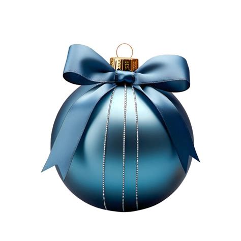 Bola De Navidad Azul Con Lazo Azul Aislado Sobre Un Fondo Blanco