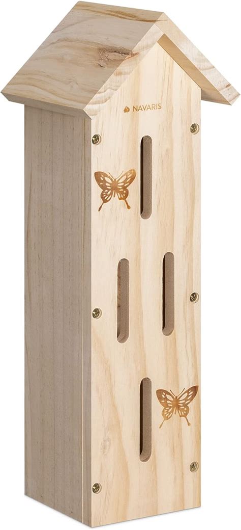 Navaris Wooden Butterfly Habitat Hanging Real Pinewood Flying Insect