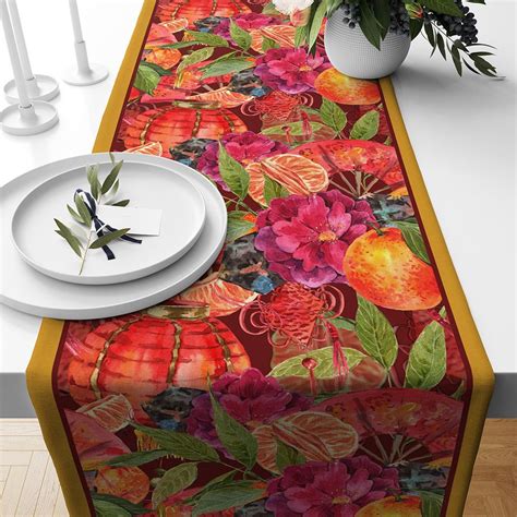 Jual TABLE RUNNER TAPLAK MEJA PRINT MOTIF IMLEK ORIENTAL CNY CHINESE