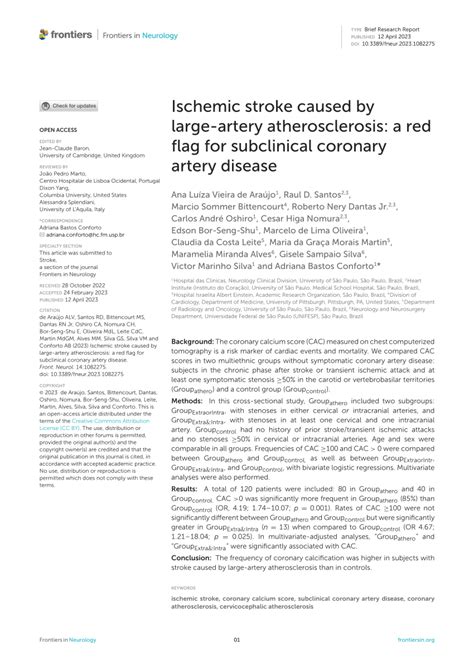 Pdf Ischemic Stroke Caused By Large Artery Atherosclerosis A Red