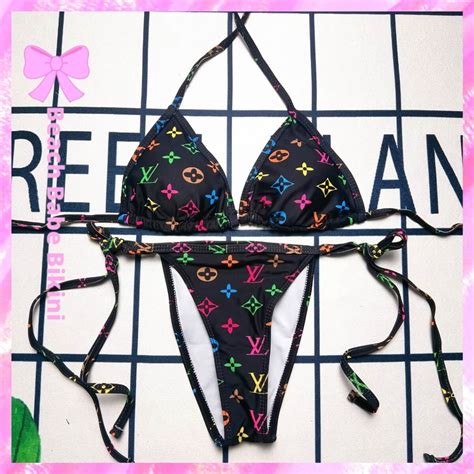 Louis Vuitton Designer String Bikini Black Beach Babe Bikini