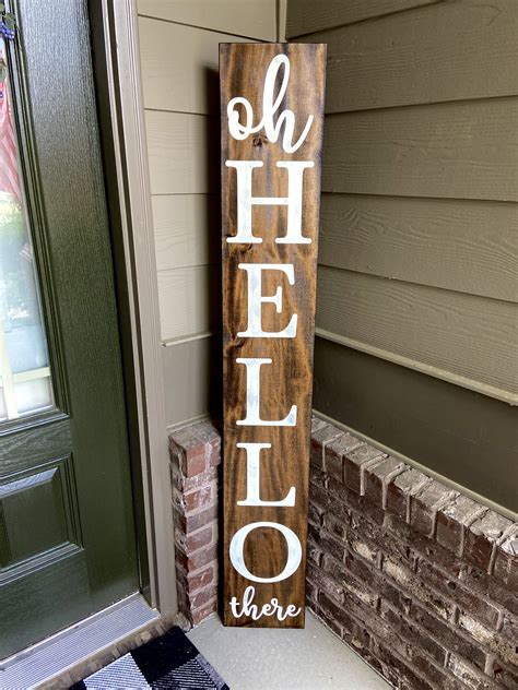 Oh Hello There Porch Sign Porch Welcome Sign Vertical Welcome Sign