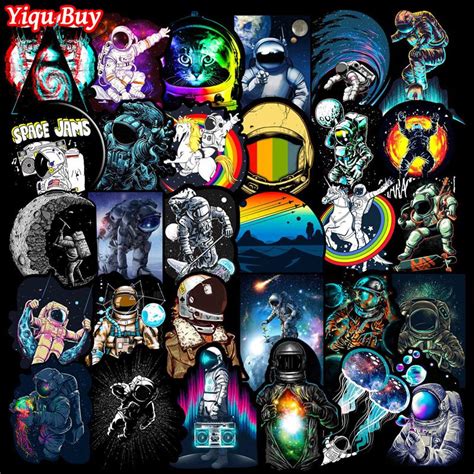 50 Pcs Outer Space Stickers for Laptop Car Motorcycle Skateboard Fridge ...