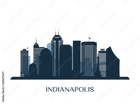 Indianapolis skyline, monochrome silhouette. Vector illustration. Stock ...