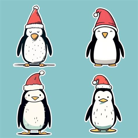 Premium PSD Free Vector Naive Penguin Stickers Collection