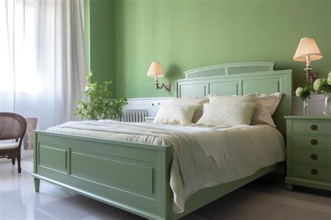 Premium Photo | Green bedroom hotel room bedsit design idea Home ...