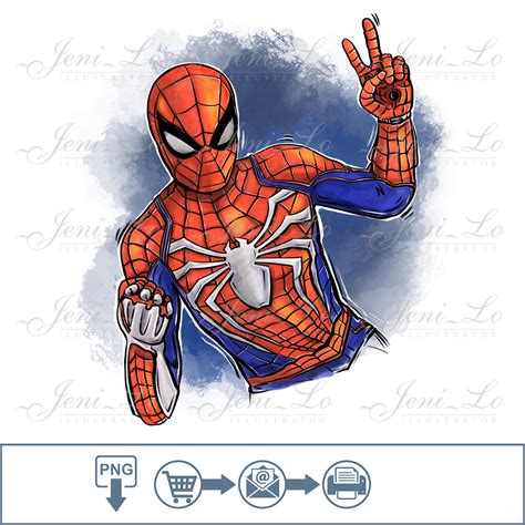 Spiderman PNG File For Sublimation Superhero Clipart Character Etsy