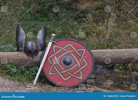 Armor and Weapons of the Viking Stock Photo - Image of sword, helmet ...