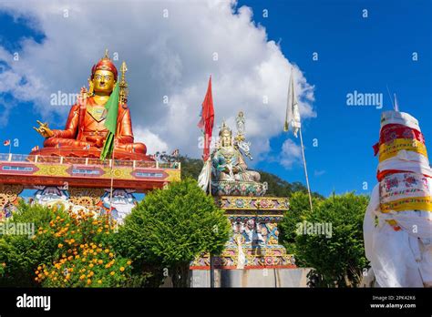 Wide Angle View Of Holy Statue Of Guru Padmasambhava Or Born From A