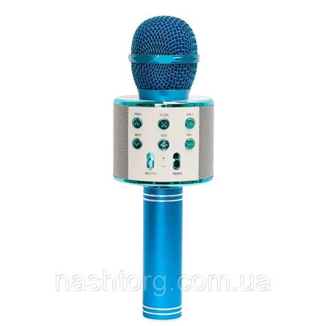 Караоке микрофон WS-858 синий, блютуз микрофон для пения, детский ...