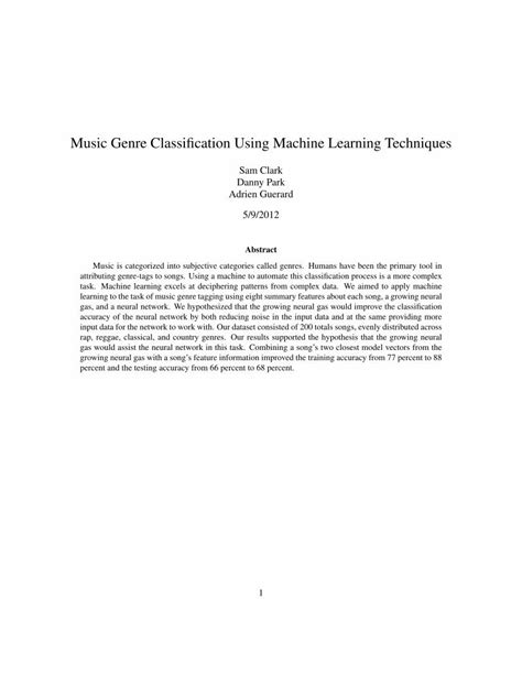 Pdf Music Genre Classification Using Machine Learning Techniques