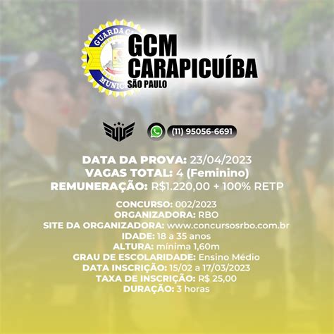 Como Funciona o Concurso para GCM de Carapicuíba SP Curso Palestra