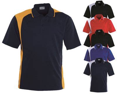 Custom Polo Shirts are available in several bold asymmetrical designs