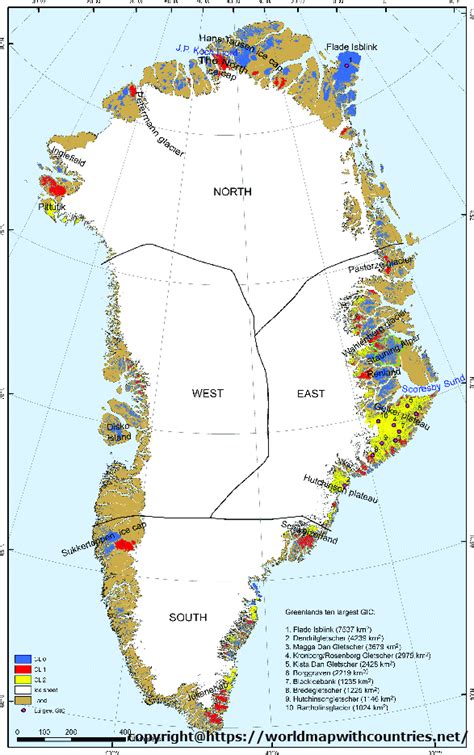 Free Printable Labeled And Blank Map Of Greenland In Pdf