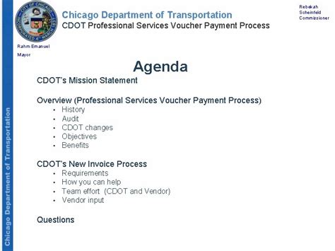 Chicago Department Of Transportation Cdot Professional Services Voucher