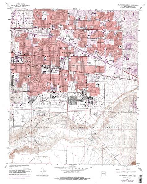 Albuquerque East Topographic Map 124000 Scale New Mexico