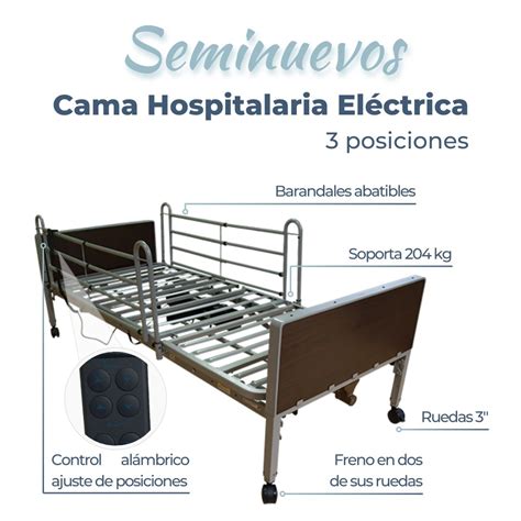 Cama Hospitalaria Eléctrica 3 Posiciones Seminueva