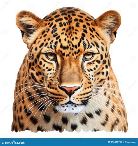 Detailed Leopard Close-up Flat Drawing on White Background in 8k Stock ...