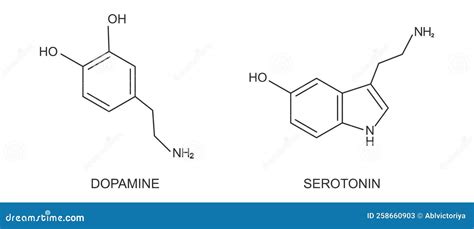 Dopamine And Serotonin Compound Icons Happy Or Feel Good Hormones