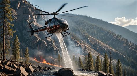 firefighting helicopter activities, the atmosphere of a firefighting ...