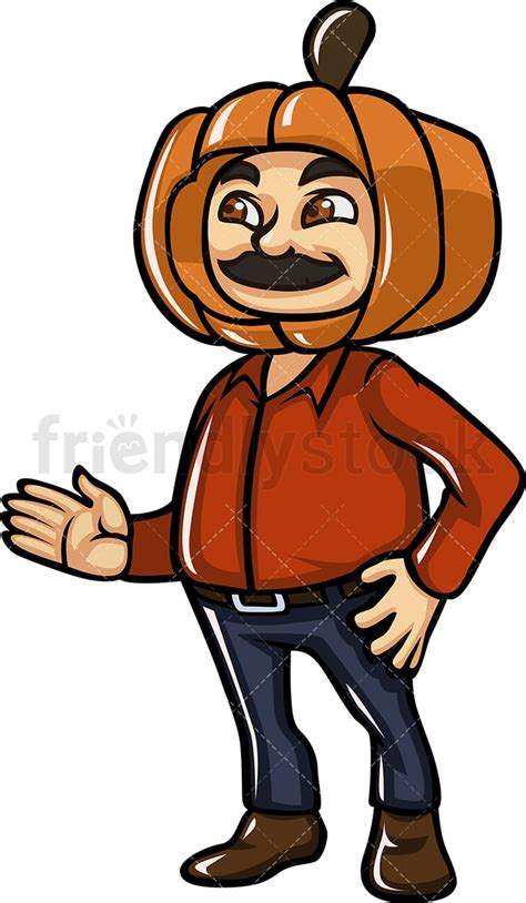 Man Wearing Pumpkin Head Cartoon Clipart Vector Friendlystock