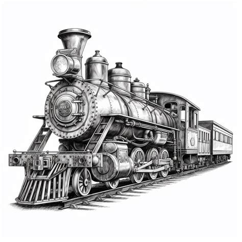 premium ai image  drawing   train engine   steam engine