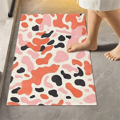 GZHJMY Bathroom Rug Cow Print Soft And Absorbent Bathroom Carpet Non