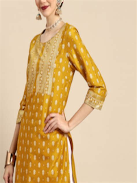 Buy Anouk Women Mustard Yellow Ethnic Motifs Printed Kurta Kurtas For