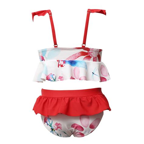 Kleinkind Baby Kinder Mädchen Bikini Rüschen Druck Vicedeal