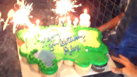 Alex S 8th Birthday Party Sparkler Cake Youtube