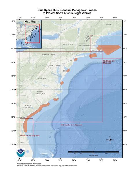 North Atlantic Right Whale Seasonal Management Areas Sma Map Gis