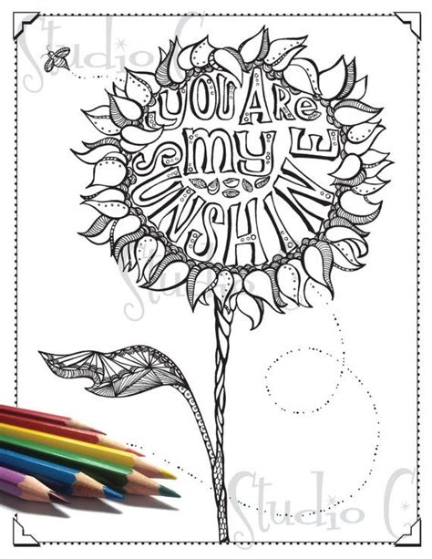 You Are My Sunshine Color Page Etsy Coloring Pages You Are My