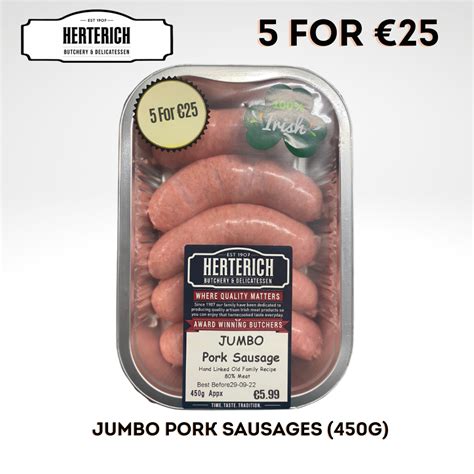 Herterich Traditional Award Winning Pork Sausages 450g Herterich Traditional Irish Online