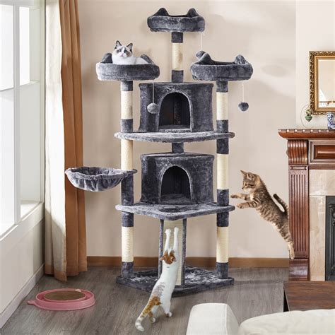 Topeakmart 38 In Cat Tree Scratching Post Tower With Plush Perch And