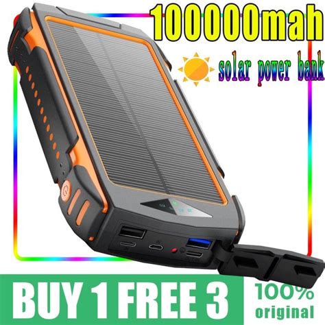 Cod Mah Solar Powerbank Sos Light Original Waterproof Quick