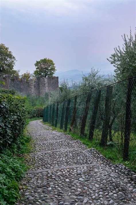 Vertical Shot Of Steps To The Rocca Di Asolo Italy Stock Photo Image