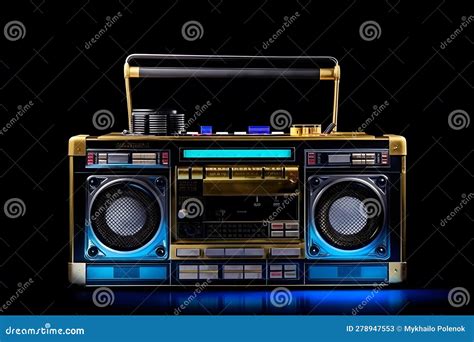 Retro Outdated Portable Stereo Boombox Radio Receiver With Cassette Recorder From Circa Late 70s