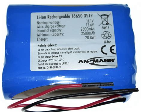 R18650 3S1P R3 UN Rechargeable Batteries Lithium Ion 18650 Ansmann