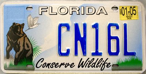 2005 Florida Conserve Wildlife Bear License Plate (CN16L)